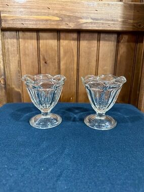 Vintage Anchor Hocking Clear Glass Ice Cream Sundae Cups (Pair)